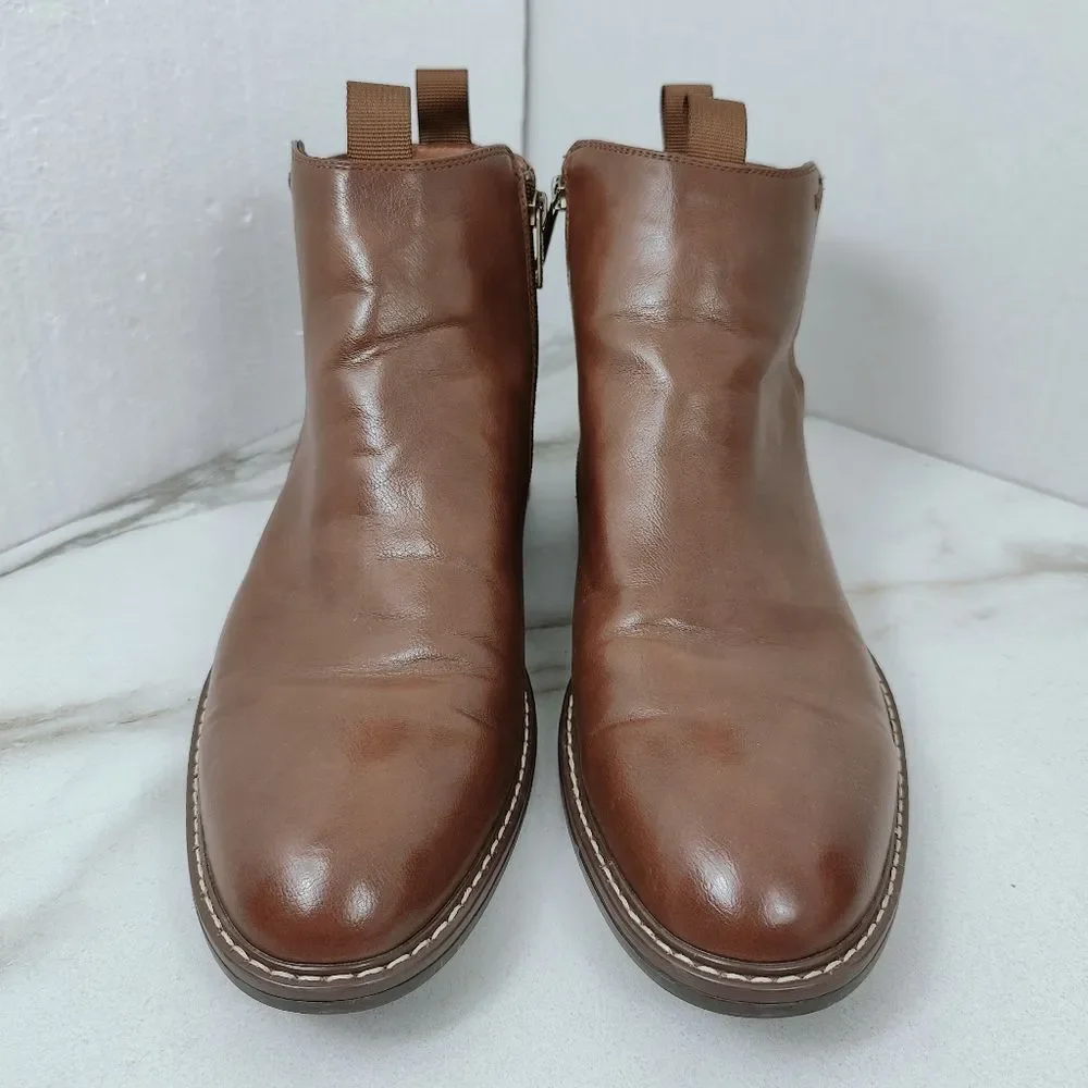 Guess Men Gmdaming Brown Faux Vegan Leather Side Zip Chukka Ankle Boots, Sz 9.5